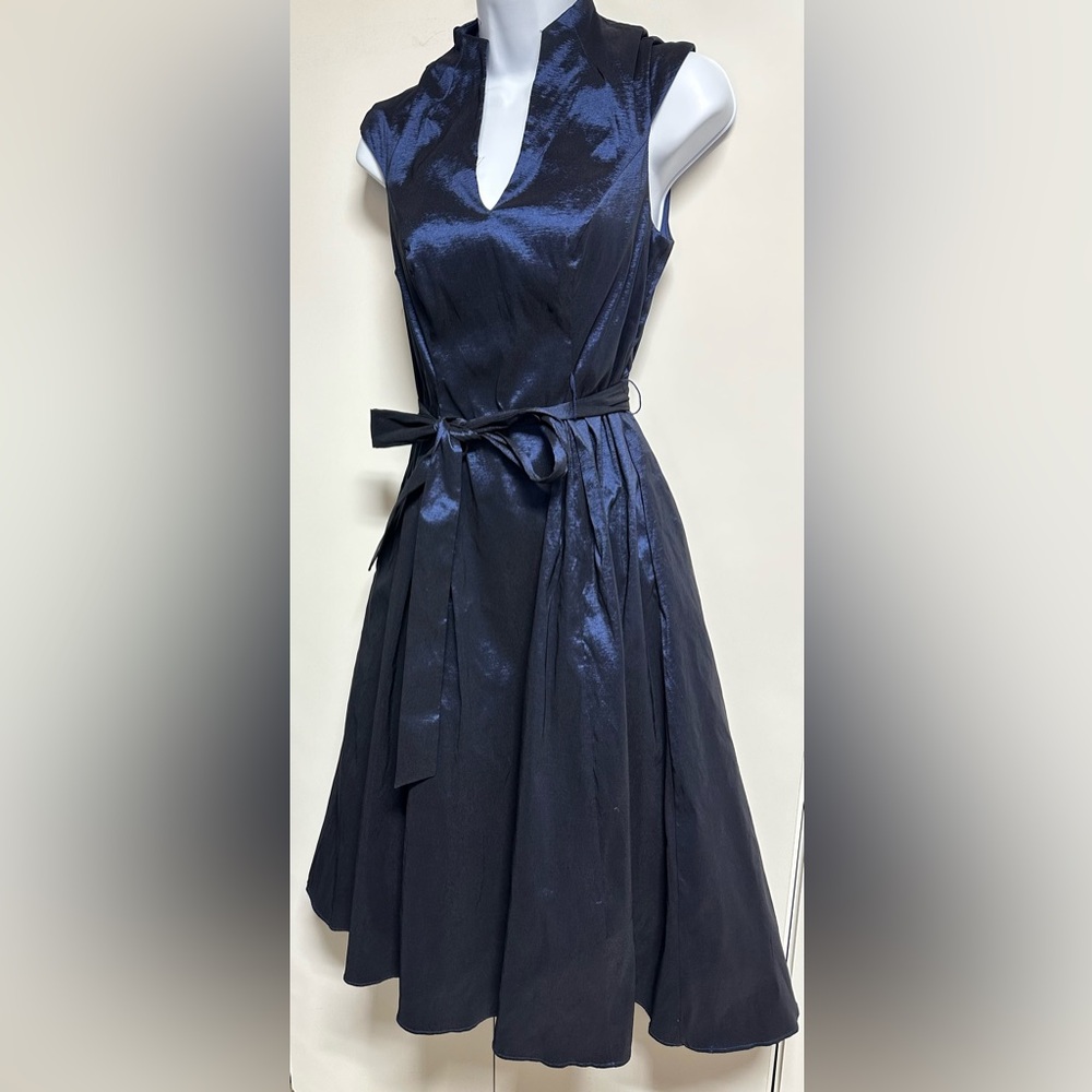 Alex Evenings Navy Shimmer ALine Cocktail Party Dress NWOT